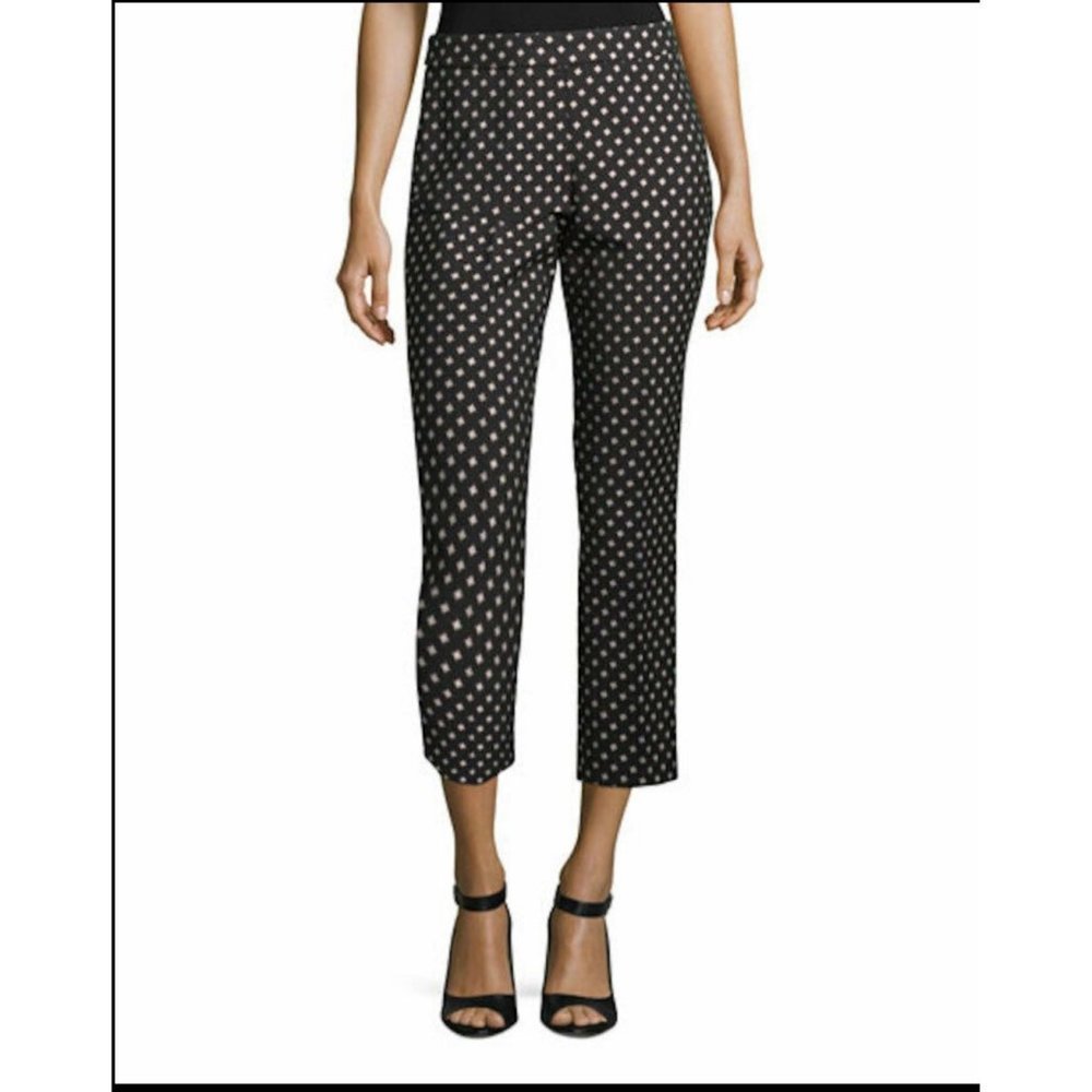 Kate Spade Pants Diamond Print Cigarette Ankle Crop Black Pink Size 4